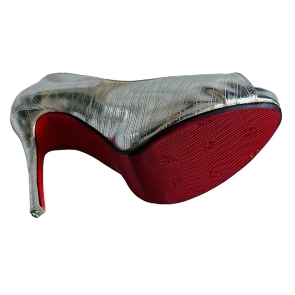 Red Sole Heels Metallic High Heel Shoes Women’s Open Toe Heeled Sandals - Picture 5 of 6